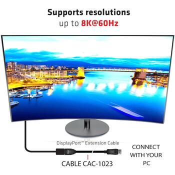 Club3D удлинитель DisplayPort CAC-1023, 3м, 8K60Hz, 32.4Gbps, 28AWG, RoHS (CAC-1023)