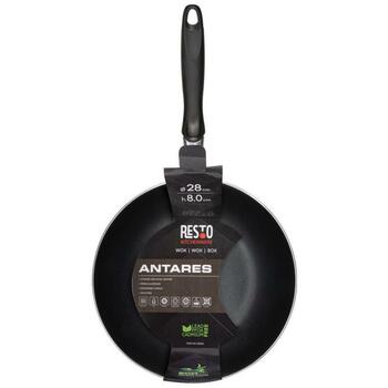 Resto Wok 93602 28 см, 480 мм, 80 мм, алюминий, PFLUON, эргономичная ручка, индукционное дно, 1 шт. (93602)