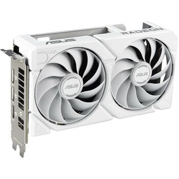 Asus Video karte DUAL-RX9060XT-16G-WH 16GB GDDR6, PCIe 5.0, 2.5 slot, 2 ventilatori, HDMI 1, DisplayPort 2, aktīvā dzesēšana (DUAL-RX9060XT-16G-WH)