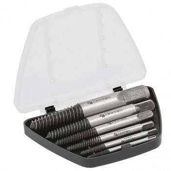 Hogert HT8G404 Набор экстракторов для винтов, 6шт., M3-M6, M6-M8, M8-M11, M11-M14, M14-M18, M18-M25, пластиковый кассет (HT8G404)