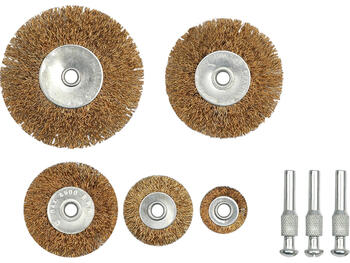 Toya disku birstes komplekts 06990, 5 gab, 25 mm, 38 mm, 50 mm, 63 mm, 75 mm, 4500 min⁻¹, gofrēta tērauda stieple (06990)
