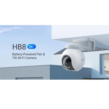 Ezviz CS-HB8-4MP умная уличная камера, 4MP 2K, 340° PTZ, IP65, 10400mAh, 32GB eMMC, ночное видение 15м, белый (CS-HB8-4MP)