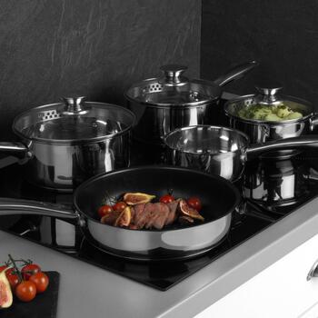 Russell Hobbs Classic Collection S/S набор сковород BW06572EU72, 5 шт., 14-24 см, нержавеющая сталь, стеклянные крышки (BW06572EU72)