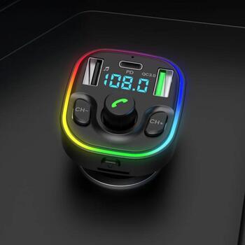 Manta FM модулятор TFM102 STREAM, QC3.0 USB, USB-C PD 20W, Bluetooth 5.0, MicroSD слот, 7 типов фоновой подсветки (TFM102 STREAM)