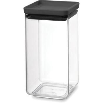 Brabantia контейнер 122385, 1,6л, тёмно-серый, квадратный, штабелируемый, силиконовая крышка, можно мыть в посудомоечной машине (122385)