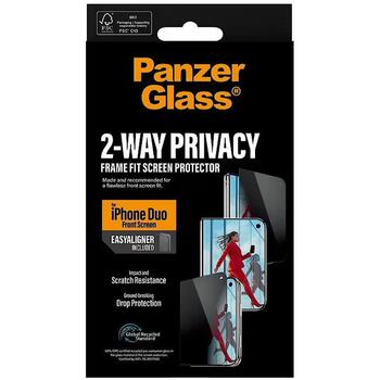 PanzerGlass Privacy w. EasyAligner | Screen protector | Apple | iPhone Duo | Glass | Transparent (PG12437)