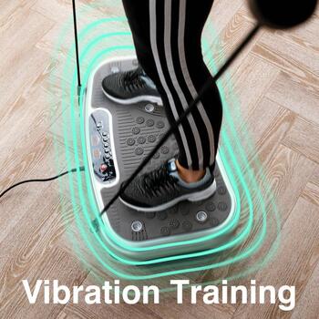 Bodi-Tek Vibrācijas plāksnes trenažieris BT-VIBE-EU, Pelēka, 10 masāžas režīmi, tīkls, vibromasāža (BT-VIBE-EU)