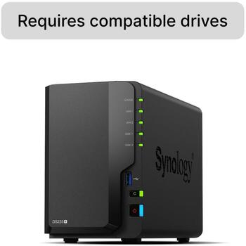 Synology NAS хранилище DS225+, 2 ГБ памяти, 2 отсека, 3.5