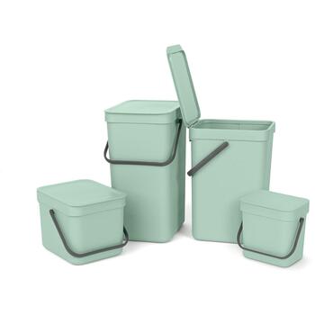 Brabantia Sort & Go мусорное ведро 211683, 3 л, 0,6 кг, Jade Green, XXS, с крышкой, настенное крепление, ручка (211683)