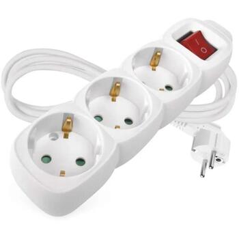 Emos Удлинитель P1321R, 1,5м, 3×2P+PE, 3680W, PVC, выключатель, защита от детей (P1321R)