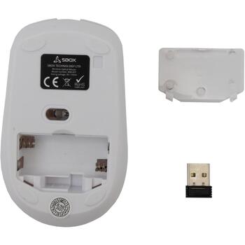 Sbox Мышь WM-837W, 4D, 1600 DPI, 2x AAA, 10m, RF 2.4 GHz, офисная, белая, 51g (WM-837W)