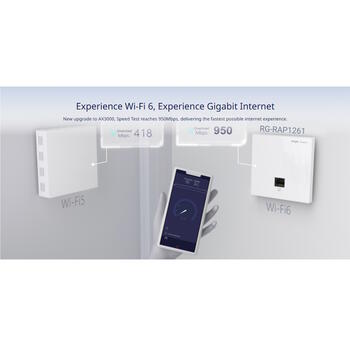 Ruijie Wi-Fi 6 divjoslu piekļuves punkts RG-RAP1261, 2976Mbps, 2x GE, DC 12V, WPA2/WPA3, Ruijie Cloud (RG-RAP1261)