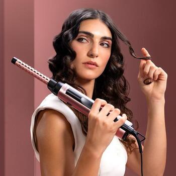 Cecotec Фен CeramicCare 10in1 AirBrush A01_EU01_116277, 1200 Вт, 3 уровня нагрева, ионное кондиционирование, черный/розовый (A01_EU01_116277)