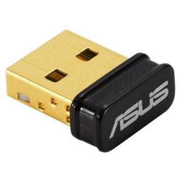 Asus USB беспроводной адаптер USB-N10 NANO B1, 802.11n, 150 Mbps, 2.4 GHz, USB 2.0, черный (USB-N10NANOB1)