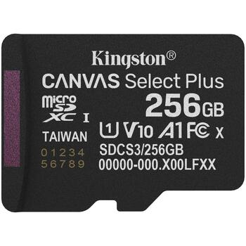 Kingston Название 256GB microSDXC Canvas Select Plus Gen3 SDCS3/256GB, 256GB, 150MB/s, A1, UHS-I, Class 10, V10, exFAT (SDCS3/256GB)