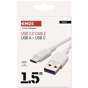 Emos Uzlādes un datu kabelis SM7026, 1,5 m, balts, 2.0, A spraudnis - C spraudnis, 22,5 W, 5 A, 480 Mbit/s (SM7026)