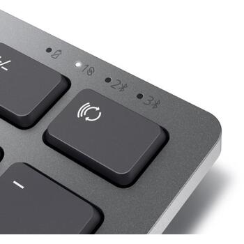 Dell klaviatūra KB700 580-AKPQ, bezvadu, titāna pelēka, 3 ierīces, Bluetooth 5.0, 12 programmējamas taustiņi, QWERTY krievu (580-AKPQ)