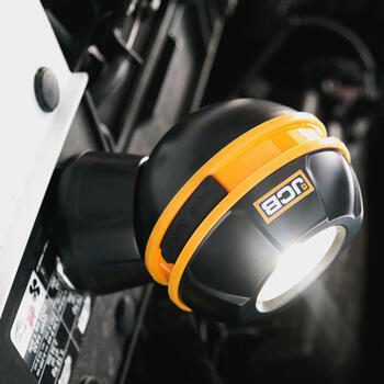 JCB uzlādējams rotējošs LED darba lukturis darbnīcai un būvlaukumam 600lm 360° magnētiska pamatne USB Powerbank IP44 JCB-WL-GLOBE (JCB-WL-GLOBE)