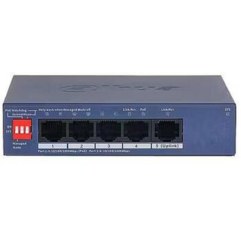 Dahua сетевой коммутатор, CS4005-4GT-36, 5xRJ-45, 4xPoE, 10 Gbit/s, 36 W PoE бюджет, L2, настольный/настенный (CS4005-4GT-36)