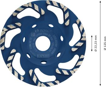 Dimanta kausveida disks 125 x 22.23 mm, Concrete, Betona slīpmašīnām EXPERT CONCRETE GRINDING HEAD, 2608900651, BOSCH (2608900651)