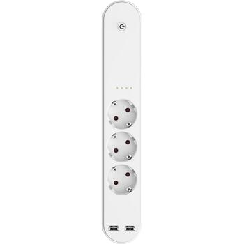 Denver Умная розетка SHP-310U, AC250V, 16A, 3680W, 2xUSB 5V 2.4A, Wi-Fi 2.4GHz, белый цвет (SHP-310U)