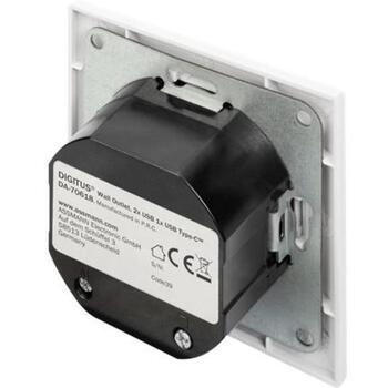 Digitus умная розетка DA-70618, 2x USB-A, 1x USB-C, 5V, 3.1A, 250VAC, 50Hz, RAL 9003, защита от перегрузки (DA-70618)