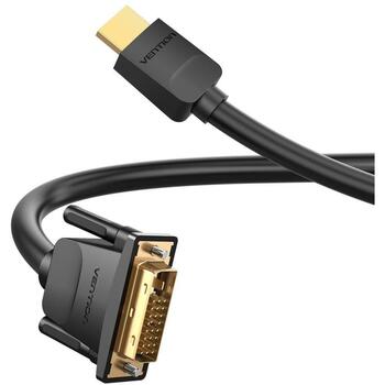 Vention Видео кабель HDMI на DVI 1.5м ABFBG, HDMI A мужской, DVI-D мужской, 1080p, 1920x1200, 31 AWG, черный (ABFBG)