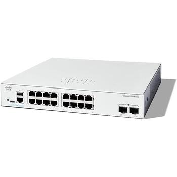 Cisco коммутатор CATALYST 1300 C1300-16T-2G, 16x 10/100/1000, 2x 1G SFP, без вентилятора, без PoE (C1300-16T-2G)
