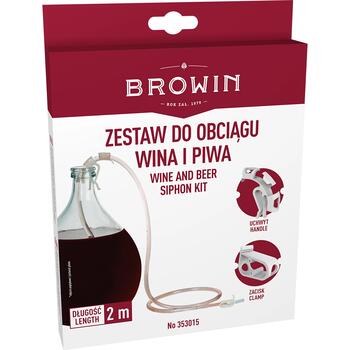 Browin Сифонная трубка для вина с ручкой и зажимом 353015, 200см, 1.2см, 1.1см, 0.122кг, гибкий ПВХ, контакт с алкоголем (353015)