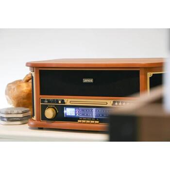 Lenco TCD-2551WD проигрыватель, 33/45/78 об/мин, 2x5 Вт, Bluetooth 5.0, AM/FM, CD, кассета, USB MP3, дерево (TCD-2551WD)