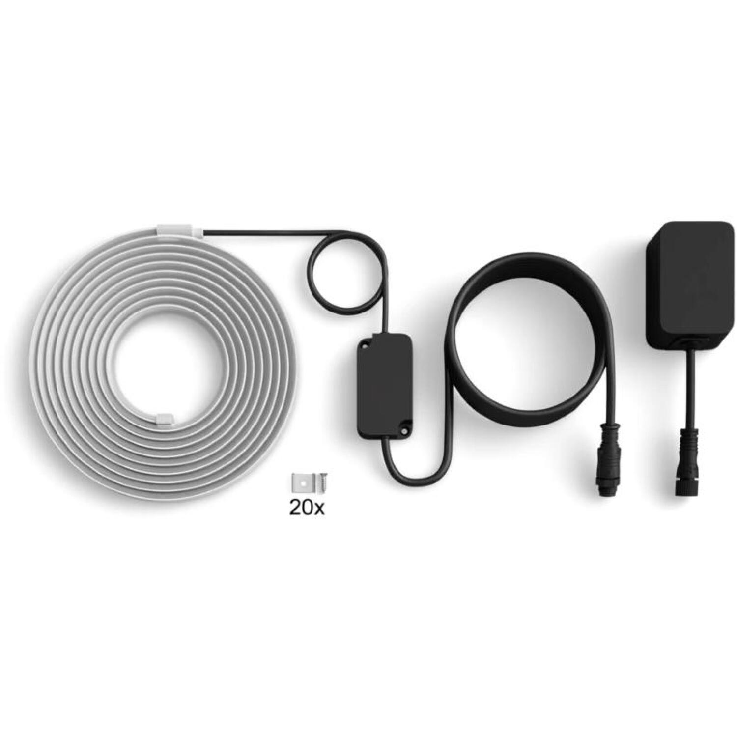 Philips Hue светодиодная лента Flux 8721103088970, 5 м, 30 Вт, 3000 лм, 6500 К, IP67, LED, Zigbee, Chromasync, для улицы (8721103088970)