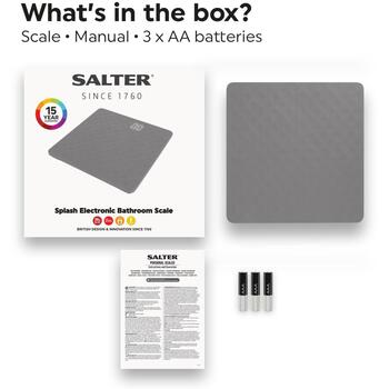 Salter Ванные весы 9218 GY3R, 150кг, Силикон, LED, Противоскользящая платформа, Батарейки в комплекте (9218 GY3R)