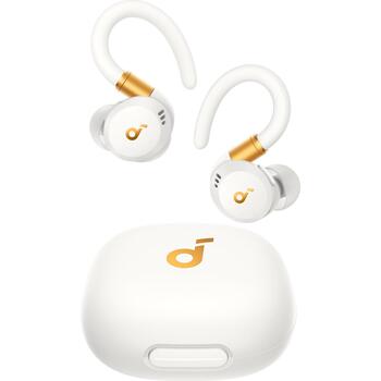 Anker Soundcore наушники с крючком Sport X20 A3968G21, 48ч, 12ч, 11мм, 20-20кГц, Bluetooth 5.3, ANC, белый/золотой, in-ear (A3968G21)