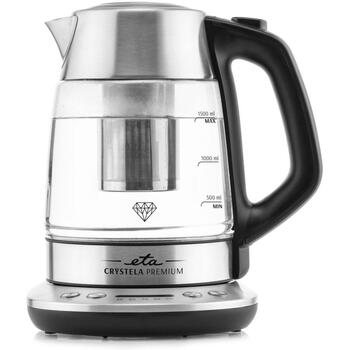 ETA Чайник Crystela Premium ETA915390000, 2200 Вт, 1.5 Л, Стекло, 360° поворотная база, нержавеющая сталь/стекло (ETA915390000)