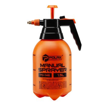 Kompakts rokas pneimatiskais dārza smidzinātājs – fumigators 1.5 L 2.5–3 bar regulējama metāla sprausla HDPE korpuss 2.5–3 m 70-146 Polax (70-146)