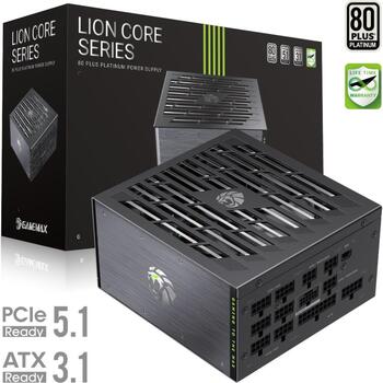 Gamemax barošanas bloks LION CORE 1200P, 1200 W, Platīna, Pilnībā modulārs, 1 x 24 pin ATX, 2 x 8 pin CPU, 4 x 8 pin PCIe (LION CORE 1200P)