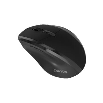 CANYON OnClick 17 bezvadu ergonomiska pele 2.4GHz 6 pogas 1600DPI melna CNE-CMSW17B (CNE-CMSW17B)