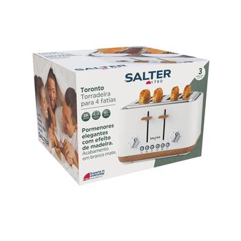 Salter Tosteris EK5823WHTVDE, 1630W, 4 maizītes, balts/koks, atkausēšana, izņemama drupaču paplāte, atkārtota sildīšana (EK5823WHTVDE)