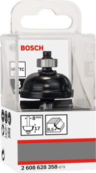 Malu frēze HM R=9,5mm, l=17mm,kāts 8mm, Rokas frēzēm, malu frēzēm PROFILU FRĒZE STANDARD FOR WOOD, 2608628358, BOSCH (2608628358)