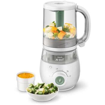 Philips Avent пароварка и блендер SCF885/01, 4-in-1, 1л, 720мл, 400Вт, 220-240В, 50-60Гц, 70см, класс 1 (SCF885/01)