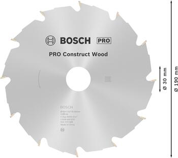 Ripzāģa disks 190x30 mm Construct wood, Rokas ripzāģiem PRO CONSTRUCT WOOD RIPZĀĢA ASMENS, 2608640633, BOSCH (2608640633)