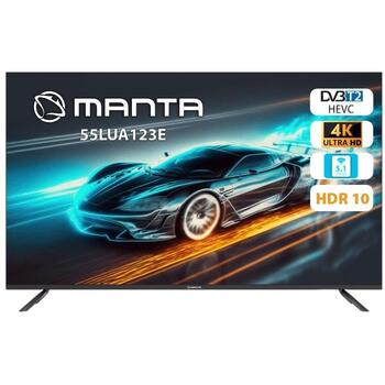 Manta televizors 55LUA123E, 3840 x 2160, 55 collas, 3 HDMI, 2 USB, 250 cd/m², 5000:1, 40000:1, Wi-Fi, Android 11, HDR 10, DD+ 5.1 (55LUA123E)