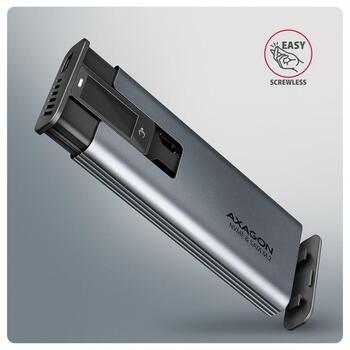 Axagon корпус SSD EEM2-SD2 USB-C 10Gbps, M.2 NVMe/SATA, металлический, 96 x 42 x 12 мм (EEM2-SD2)