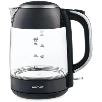 Zelmer ZCK8025 электрический чайник, 71507002P, 1.7 л, 2200 Вт, стекло, черный, LED, поворотная база 360° (71507002P)