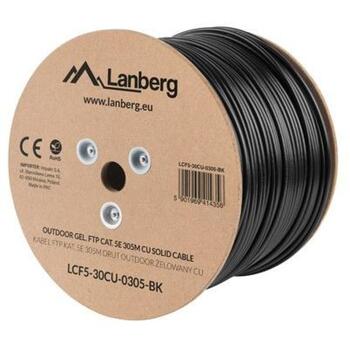 Lanberg Кабель FTP Cat.5e 305m провод LCF5-30CU-0305-BK, 305м, черный, Cu, CAT 5e, F/FTP (LCF5-30CU-0305-BK)