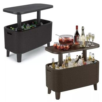 Keter Bevy Bar 29209510590, brūns, 83,5x40x50-74cm, rotangpalmas imitācija, izturīgs pret UV un laikapstākļiem (29209510590)