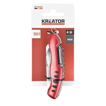 Kreator карманный нож KRTH00802, 52 мм, 1.30 мм, 15 функций, ножницы, штопор, пила, компактный (KRTH00802)