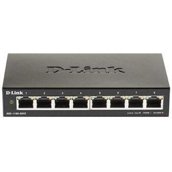 D-Link коммутатор DGS-1100-08V2/E, 8x 10/100/1000, 16 Гбит/с, L2, управляемый, настольный, внешний блок питания, безвентиляторный (DGS-1100-08V2/E)