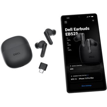 Dell Наушники Pro Plus - EB525, ANC, Bluetooth 5.3, 20-20kHz, водонепроницаемые, 8ч воспроизведение, 5ч разговор (520-BBNM)