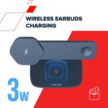 Bezvadu uzlādes stacija 3 in 1 ar 15 W jaudu Hexagon 310 Gaiši Pelēks Oranžs CNS-WCS310LGOR CANYON (CNS-WCS310LGOR)